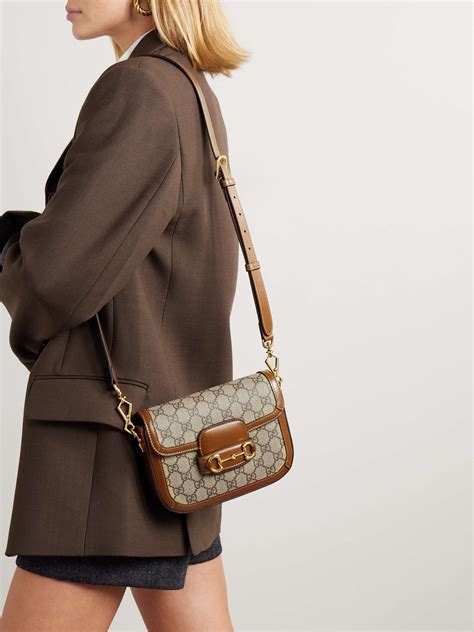 gucci horsebit 1955 leather-trimmed printed coated-canvas shoulder bag women|Gucci Horsebit 1955 shoulder bag review.